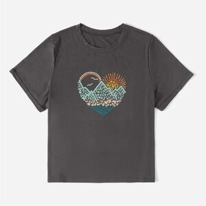 SHEIN Curve, Heart Print Tee, Gray, Size 3XL